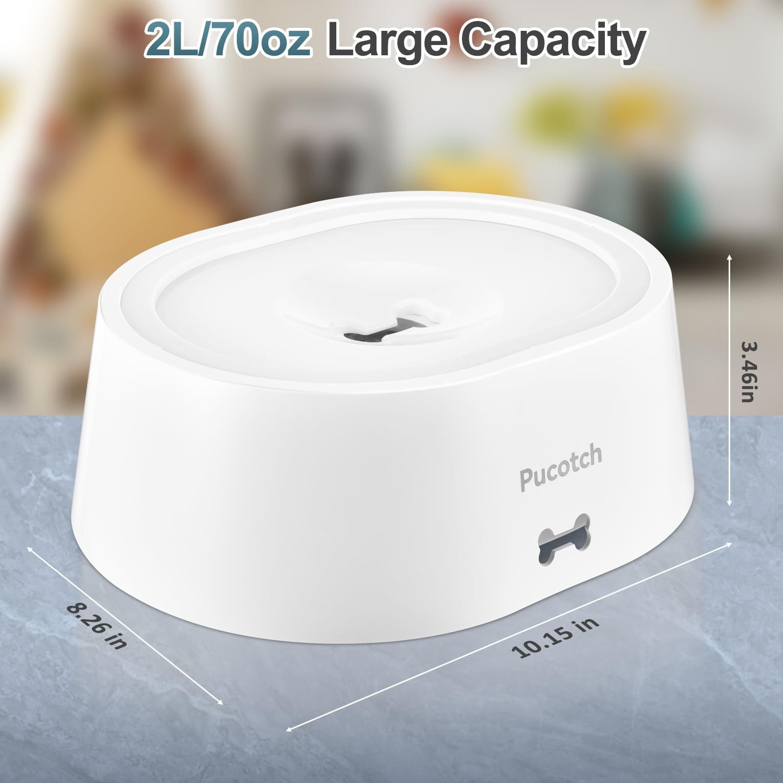 2L 70oz Smart Spill-Proof Dog Bowl — Fresh, Clean Water Every Sip